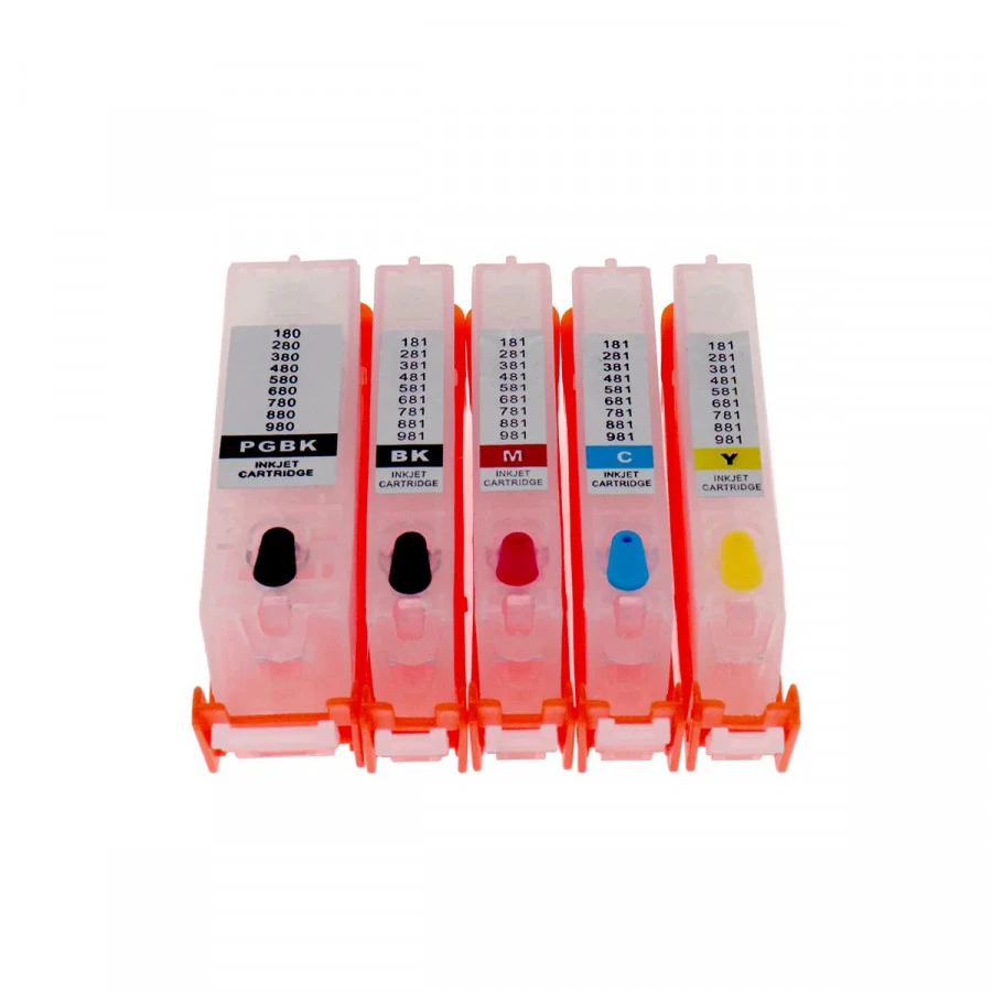 Refillable Cartridges for Canon TS8150 / TR7550 / TS6150 / TS9150 / TR8550 (CLI-581 / PGI-580 5 Color) | Compatible